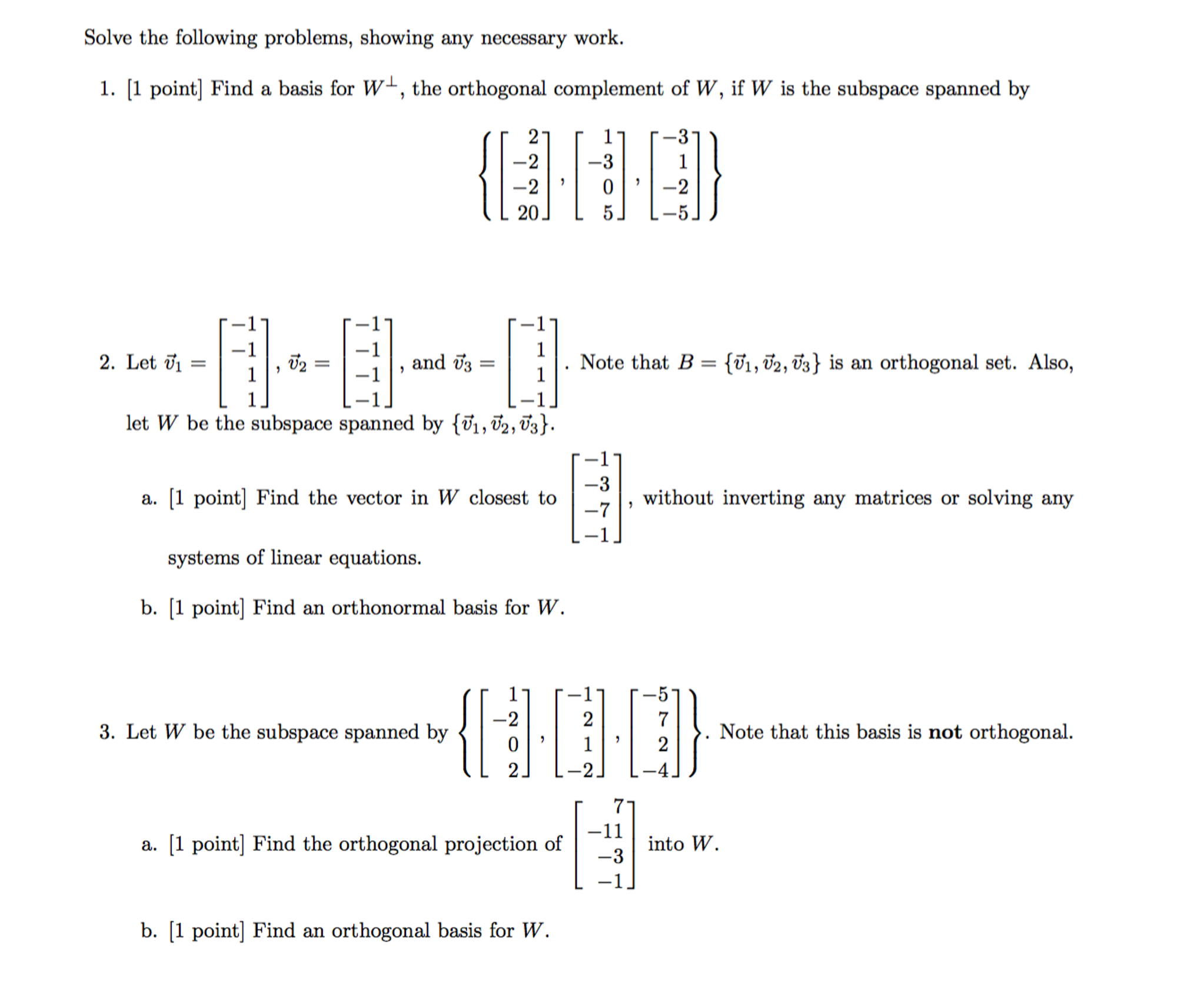 Solved Solve the following problems, showing any necessary