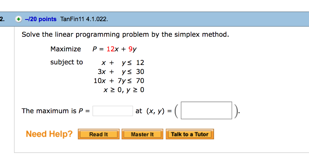 Solved Solve the linear programming problem by the simplex | Chegg.com