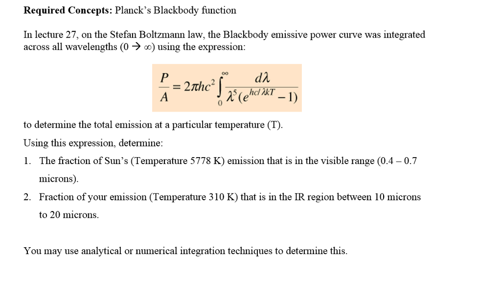 blackbody radiation fraction calculator f