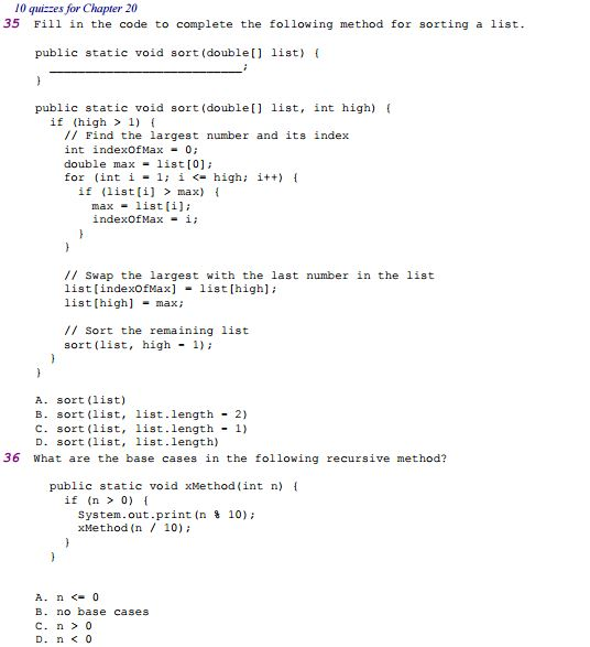 Solved Fill in the code to complete the following method for | Chegg.com