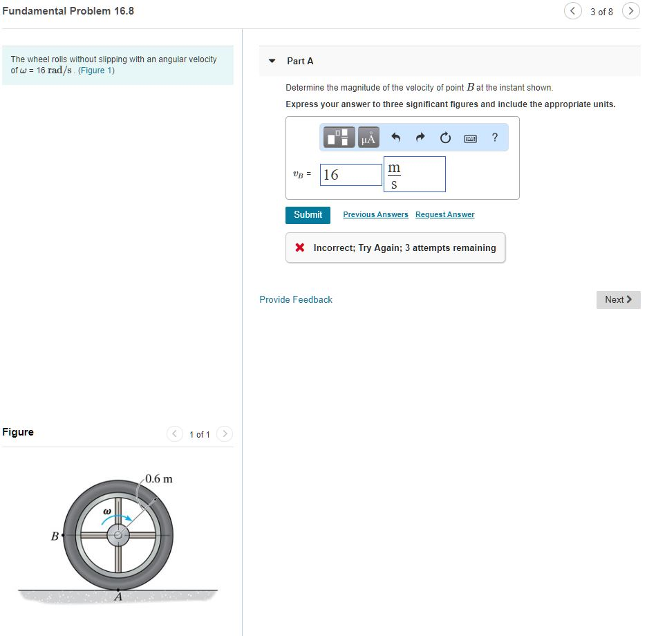 Solved Fundamental Problem 16.8 3 of 8 The wheel rolls | Chegg.com