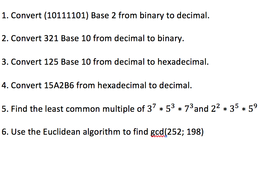 converting a decimal number base 10 to binary base 2