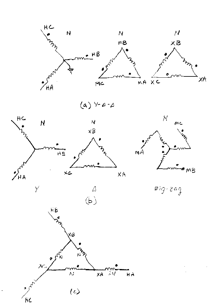 For the 3 three-phase transformer connections shown, | Chegg.com
