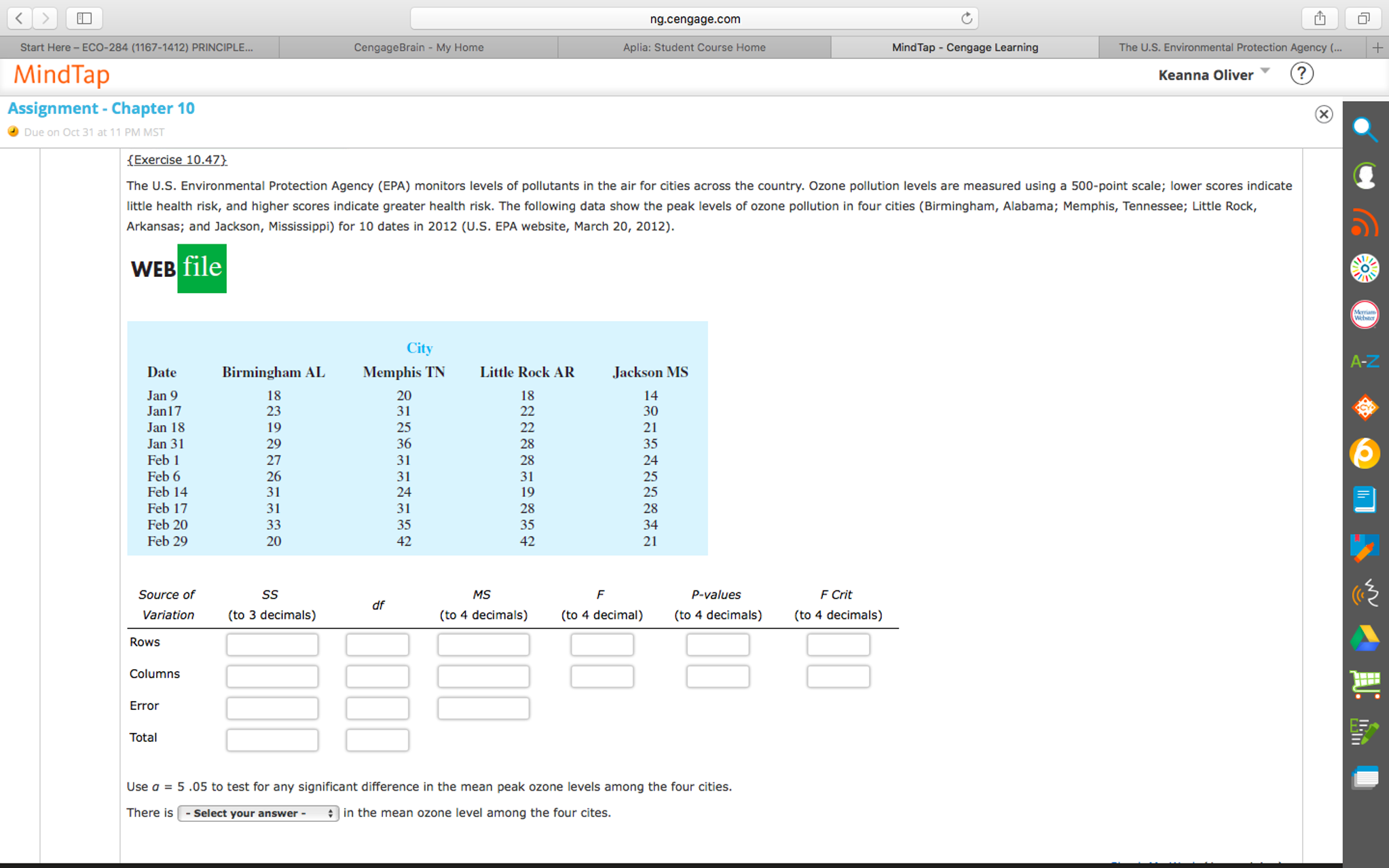 Solved The U.S. Environmental Protection Agency (EPA)