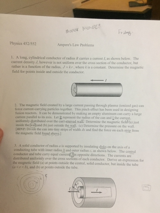 Solved A long, cylindrical conductor of radius R carries a | Chegg.com