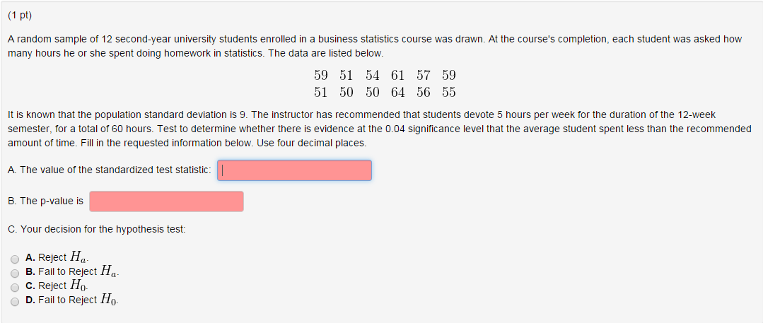 Solved A random sample of 12 second-year university students | Chegg.com