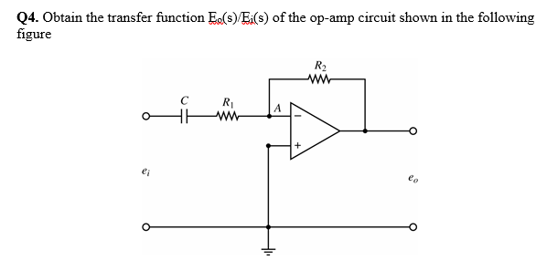 Solved Q4. Obtain the transfer function Ee(s)/Ex(s) of the | Chegg.com