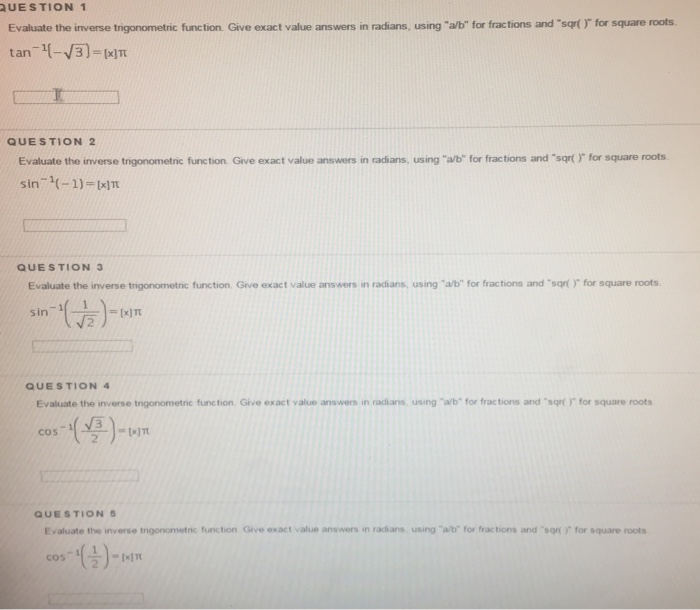Solved Evaluate the inverse trigonometric function Give | Chegg.com