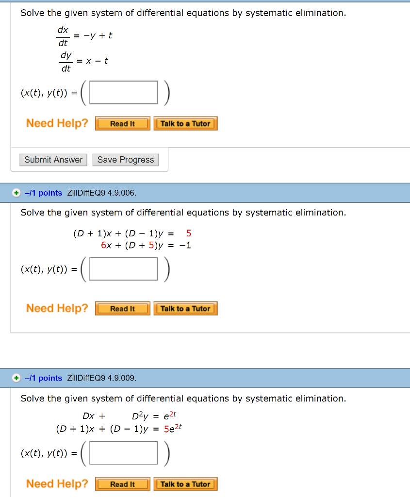 Solved Solve the given system of differential equations by