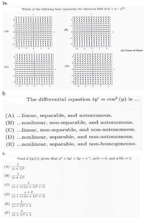 Solved a. Which of the following best represents the | Chegg.com
