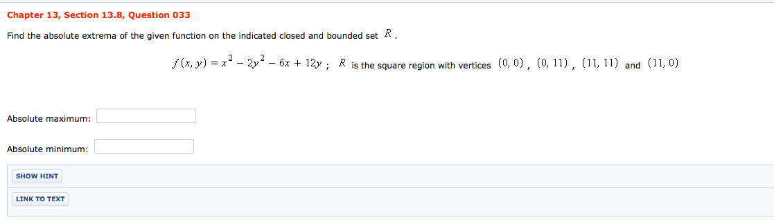 Solved Find The Absolute Extrema Of The Given Function On