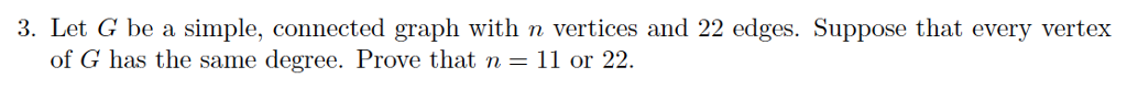 Solved 3. Let G be a simple, connected graph with n vertices | Chegg.com