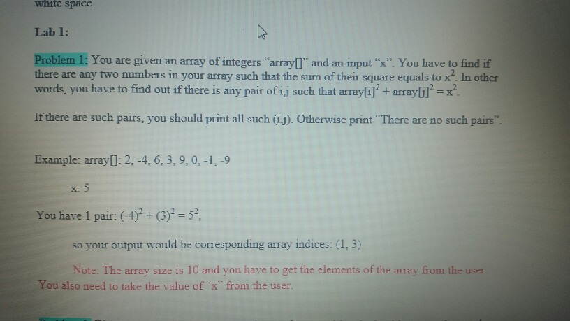 Solved You are given an array of integers "array[]" and an | Chegg.com