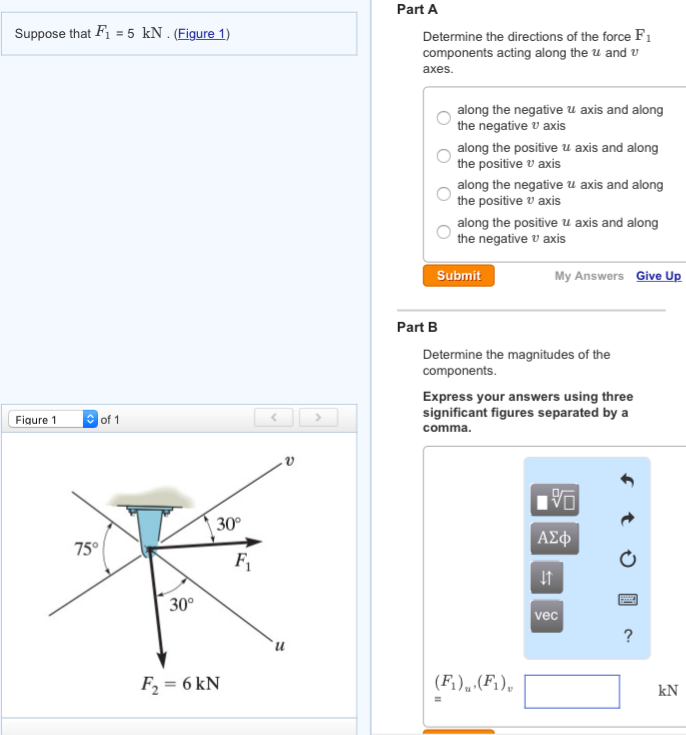 Solved Suppose That F_1 = 5 KN. (Figure 1) Determine The | Chegg.com