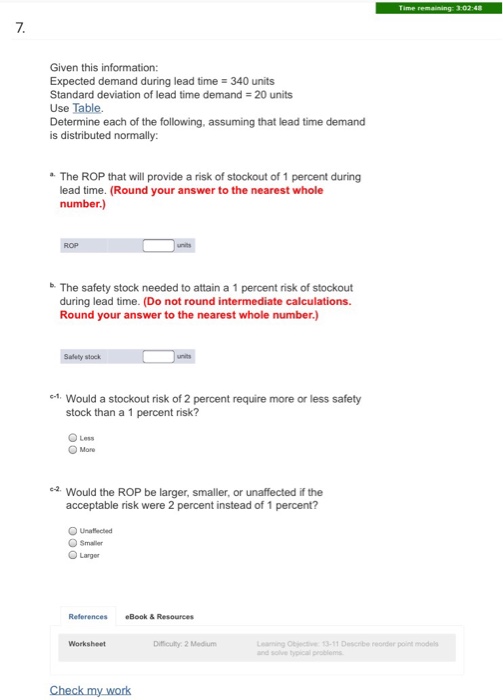 Solved Given This Information Expected Demand During Lead Chegg