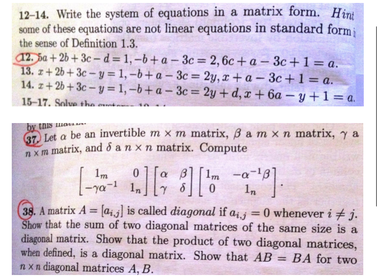 Solved 12-14. Write the system of equations in a matrix | Chegg.com