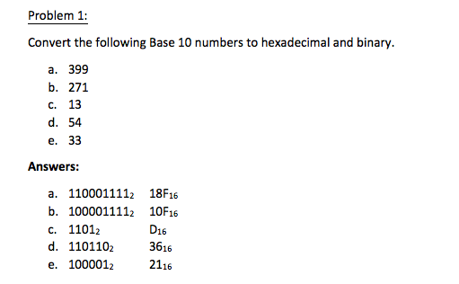 Solved Convert the following Base 10 numbers to hexadecimal | Chegg.com