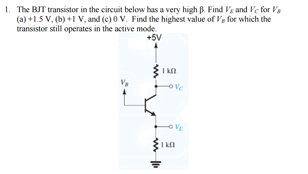 Solved The BJT Transistor In The Circuit Below Has A Very | Chegg.com