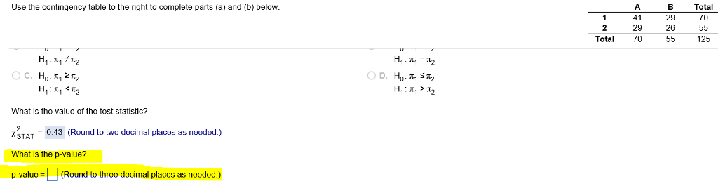 Solved Use The Contingency Table To The Right To Complete | Chegg.com