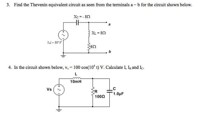 Solved Find the Thevenin equivalent circuit as seen from the | Chegg.com