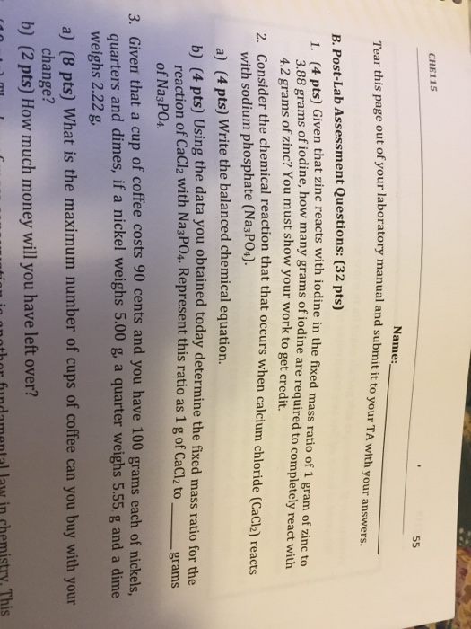 Solved Given that zinc reacts with iodine in the fixed ratio