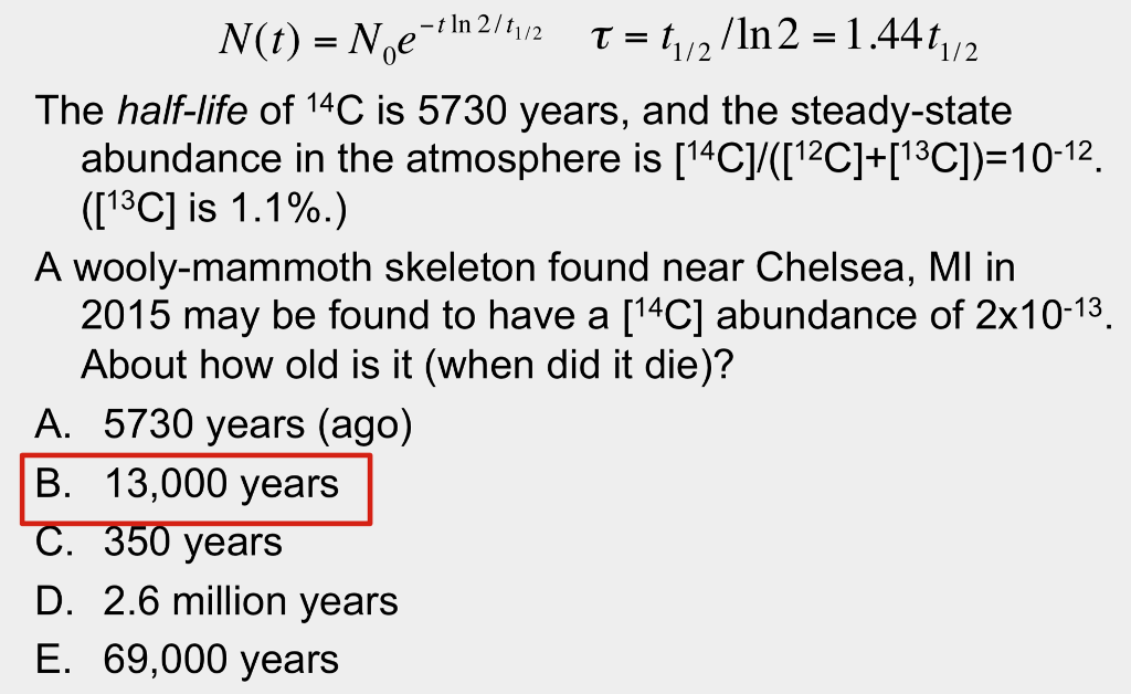 calculate the half life of carbon 14