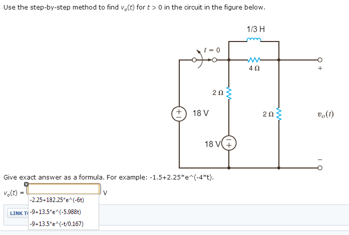 Solved Use the step-by-step method to find vo (t) for t > 0 | Chegg.com