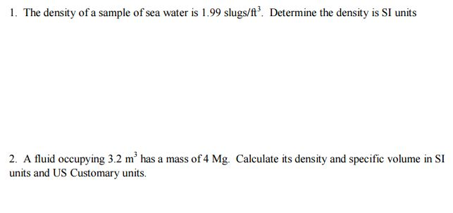 density of water in ft