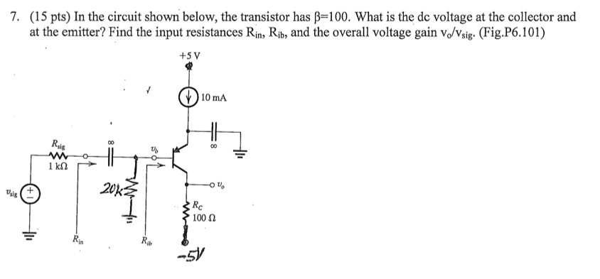 Solved In the circuit shown below, the transistor has | Chegg.com