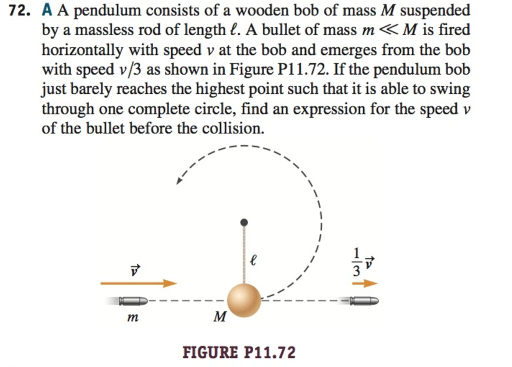Solved 72. A A pendulum consists of a wooden bob of mass M