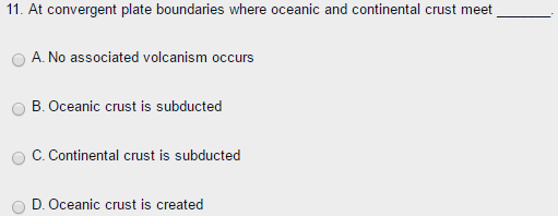 Solved At convergent plate boundaries where oceanic and | Chegg.com