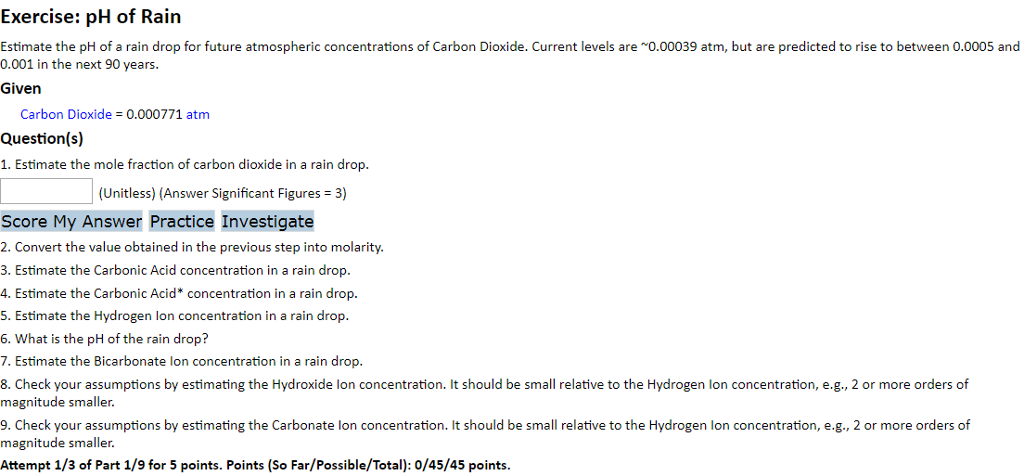 Exercise PH Of Rain Estimate The PH Of A Rain Drop Chegg