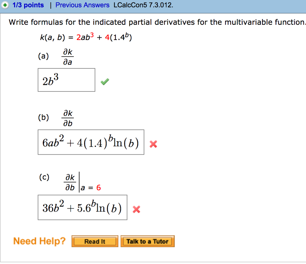 Solved Write Formulas For The Indicated Partial Derivatives | Chegg.com