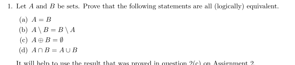 Solved 1. Let A And B Be Sets. Prove That The Following | Chegg.com