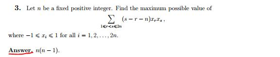 Solved 3· Let n be a fixed positive integer. Find the | Chegg.com