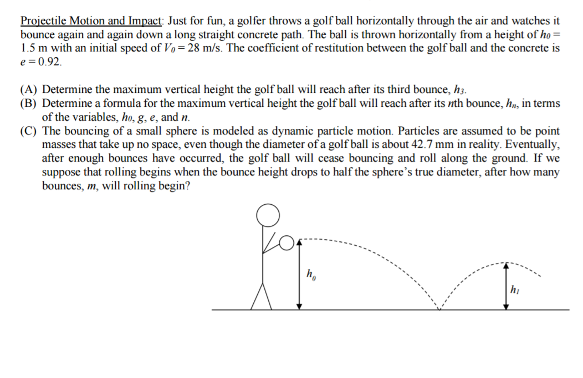 Solved Just for fun, a golfer throws a golf ball | Chegg.com