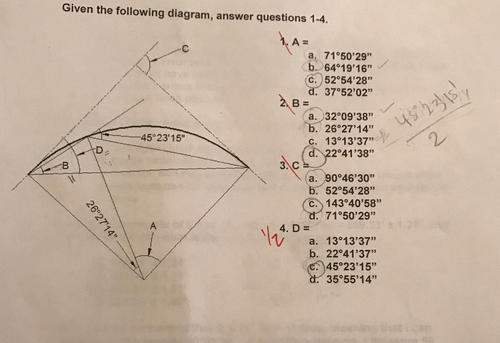 Solved Given The Following Diagram, Answer Questions 1-4. A, | Chegg.com