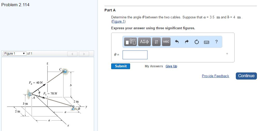 Solved Determine the angle theta between the two cables. | Chegg.com