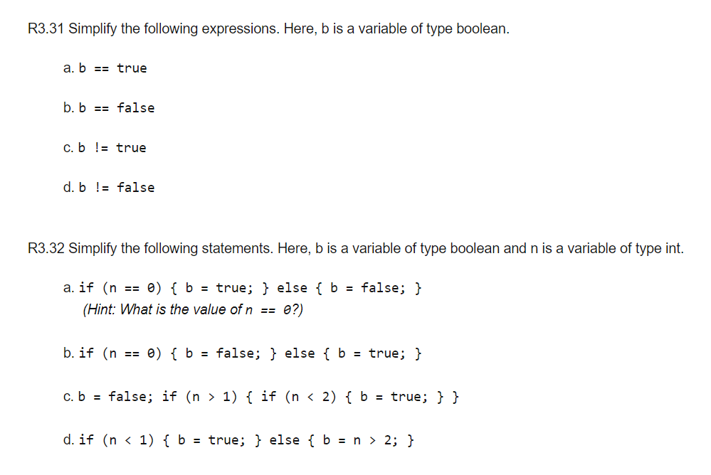 Solved R3.31 Simplify The Following Expressions. Here, B Is | Chegg.com