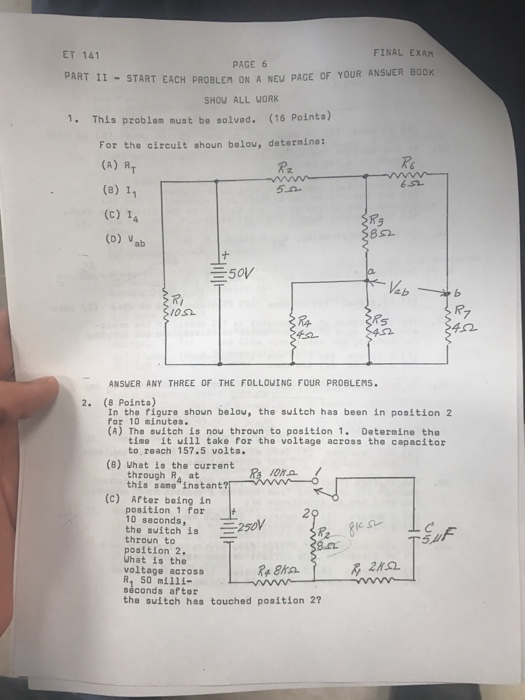 Solved This Problem Must Be Solved. For The Circuit Shown | Chegg.com