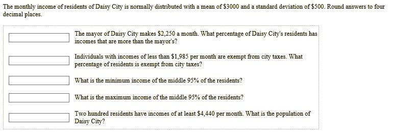 Solved The monthly income of residents of Daisy City is | Chegg.com