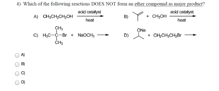 Solved Which of the following does not form ether component | Chegg.com