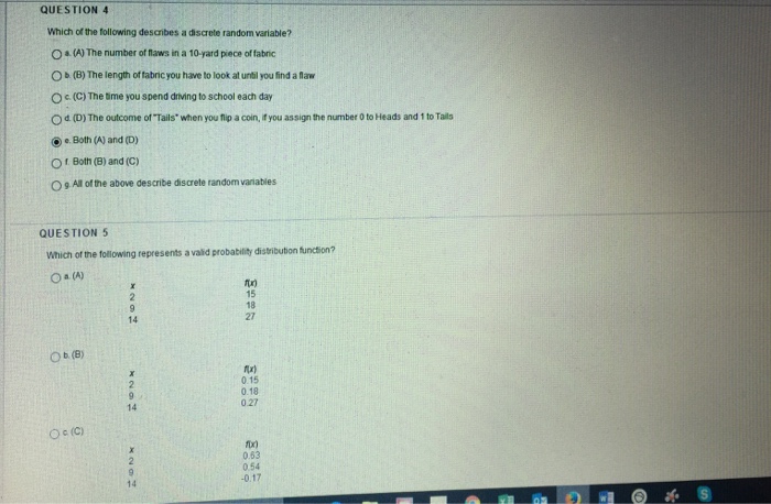 Solved Which Of The Following Describes A Discrete Random Chegg