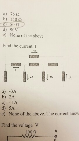 Solved Find the current I -3A 2A -1A 5A None of the | Chegg.com