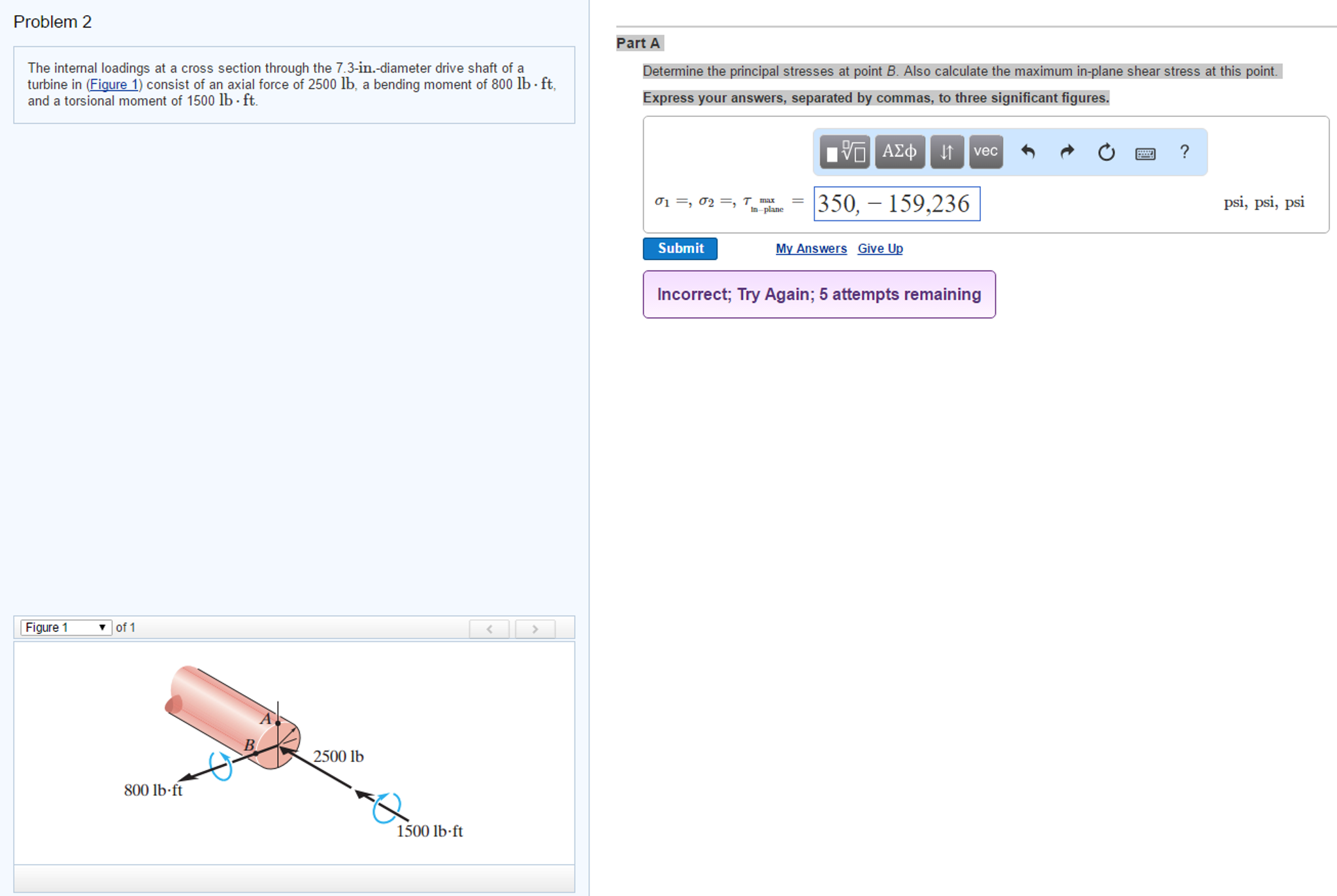 Solved The internal loadings at a cross section through the | Chegg.com