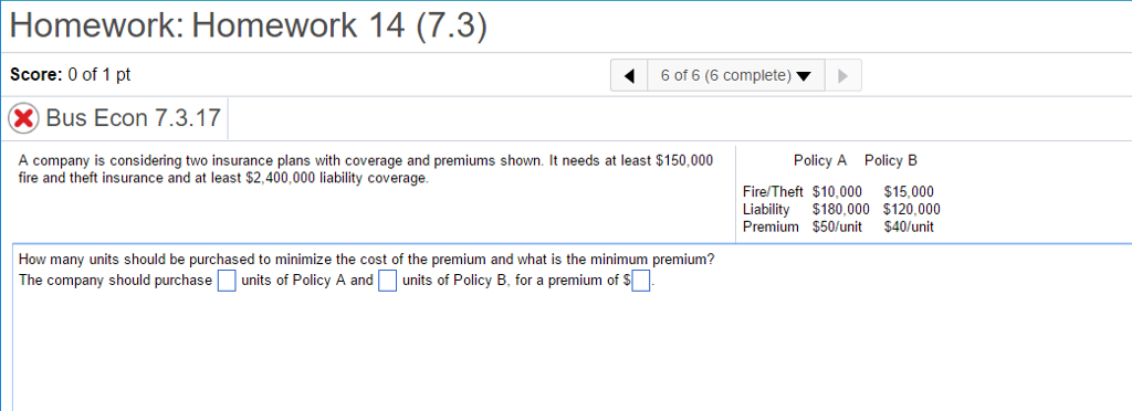 Solved A company is considering two insurance plans with | Chegg.com