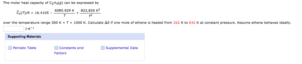 Solved The molar heat capacity of C2H4 g can be expressed Chegg