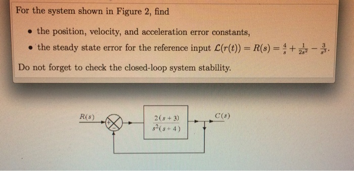 Solved For the system shown in Figure 2, find the position, | Chegg.com