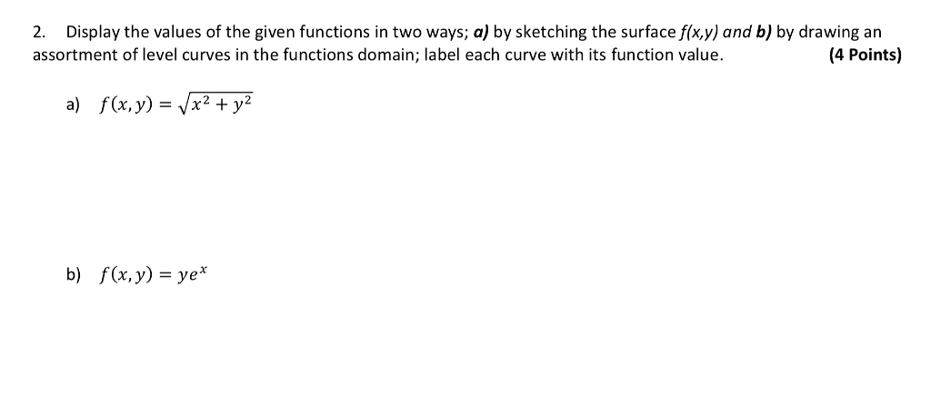 Solved 2. Display the values of the given functions in two | Chegg.com