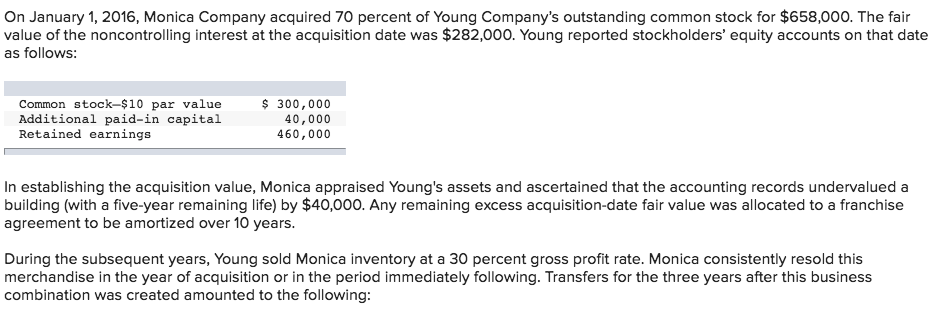 On January 1, 2016, Monica Company acquired 70 | Chegg.com